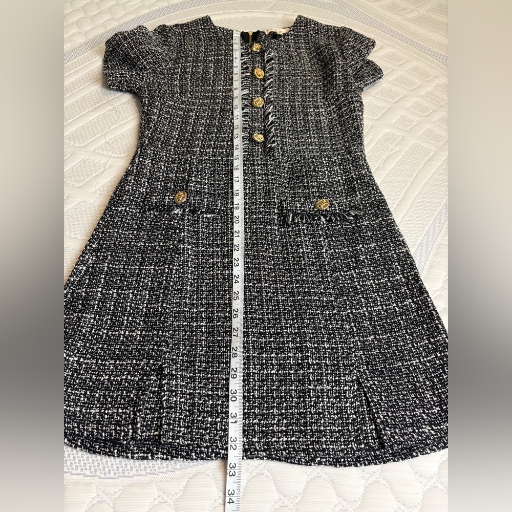 BeBop Monochrome Tweed Dress with Gold Accents size Small - Picture 5 of 7